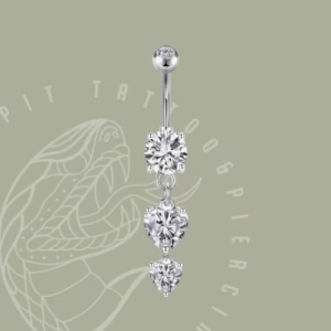 Triple Crystal Drop Belly Bar