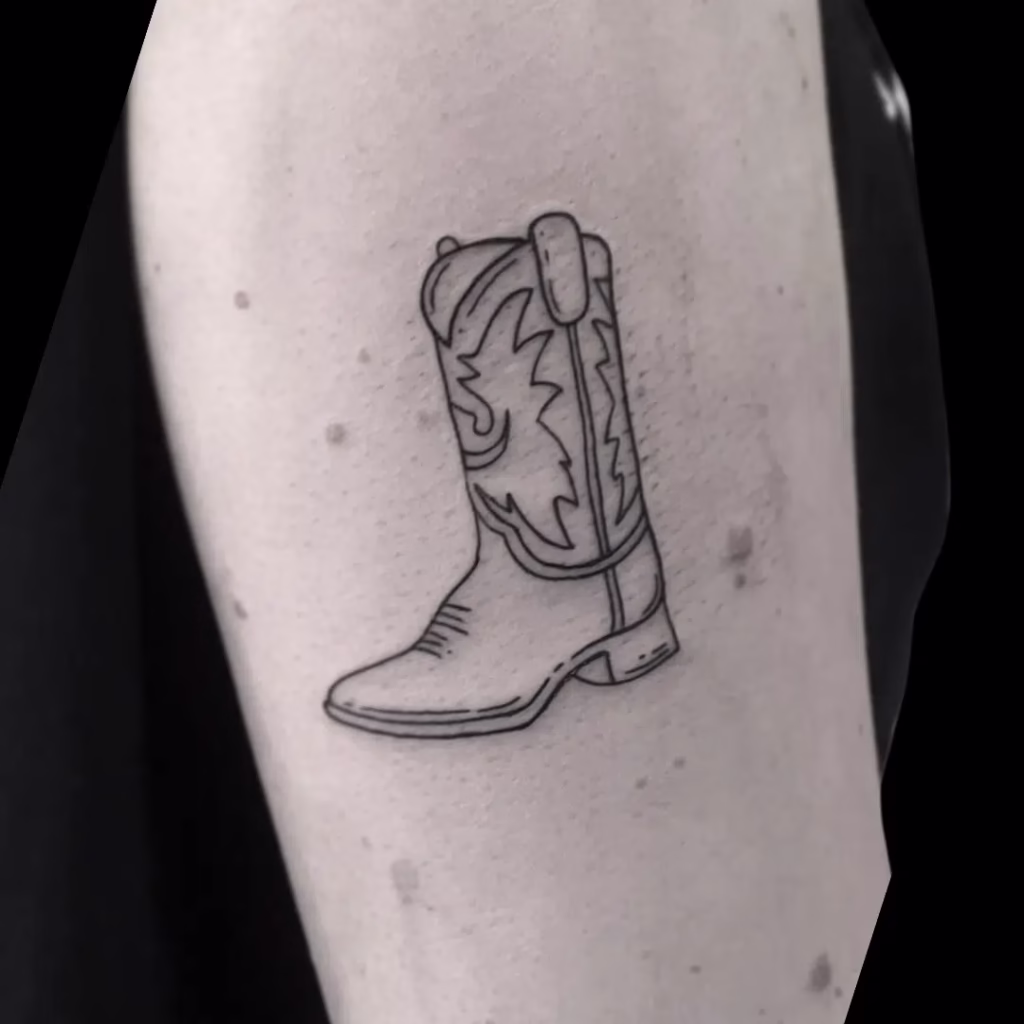 Custom cowboy boot tattoo – The Viper Pit, Irlam. Expert detail for Salford, Warrington & Trafford Centre clients.