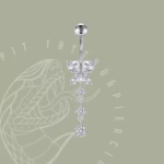 Butterfly & Crystal Drop Belly Bar