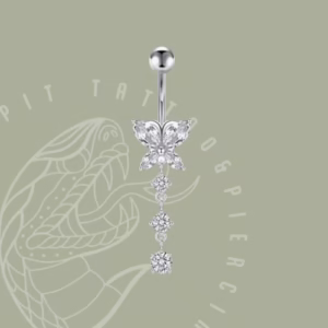 Butterfly & Crystal Drop Belly Bar