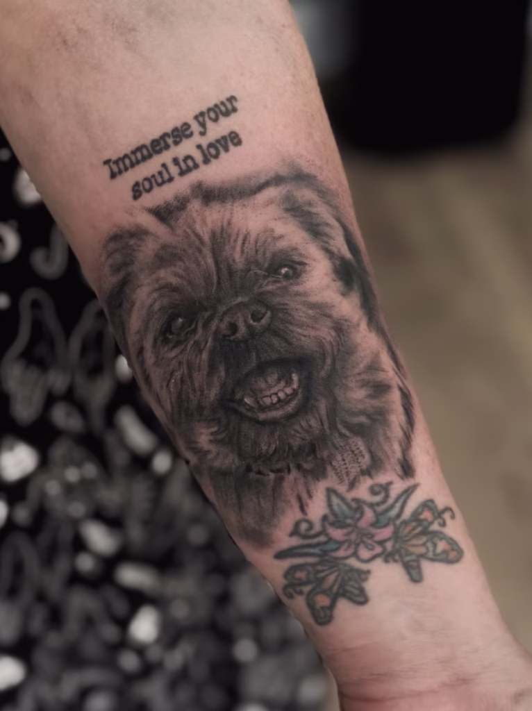 dog portait tattoo done in manchester