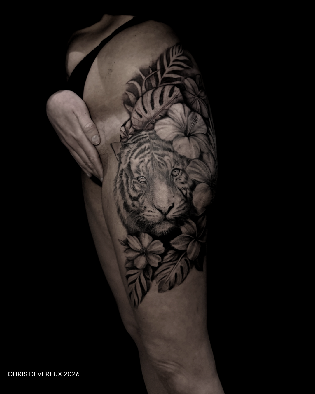 tiget black and grey tattoo